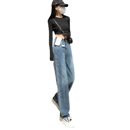 Wide Leg Jeans – High Waist Retro Blue Cotton Pants - www.Shopthatapp.com