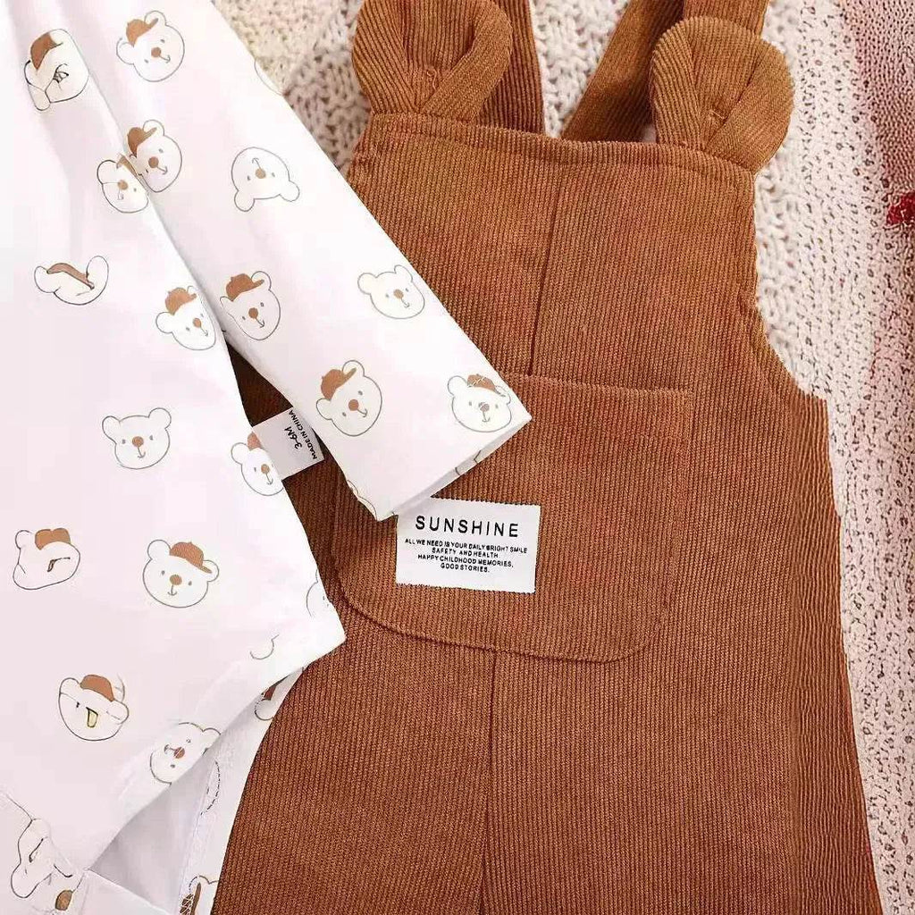 Cute Baby Bear Printed Romper Overalls Suit for baby girl - www.Shopthatapp.com
