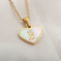 26 Letter Heart-shaped Necklace White Shell Love Clavicle Chain Fashion Personalized Necklace For Women Jewelry Valentine's Day - www.Shopthatapp.com