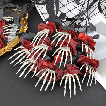 Halloween Skull Hand Rose Horror Decoration Ornaments - www.Shopthatapp.com
