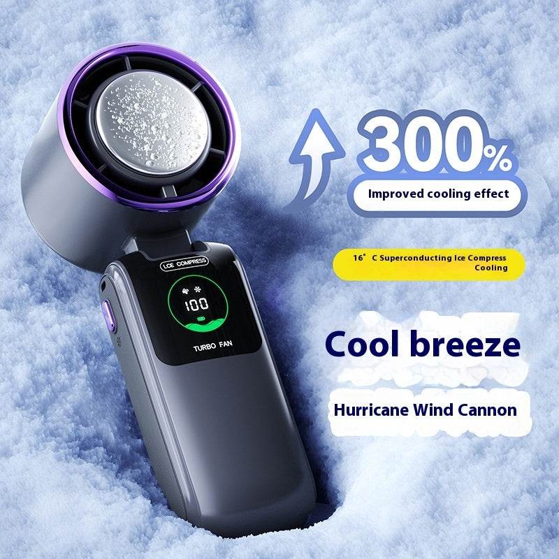 New Ice Pack High-Speed Handheld Eletirc Fan Speed Adjustable Folding Mini Fan Portable Outdoor Hanging Neck Small Fan - www.Shopthatapp.com