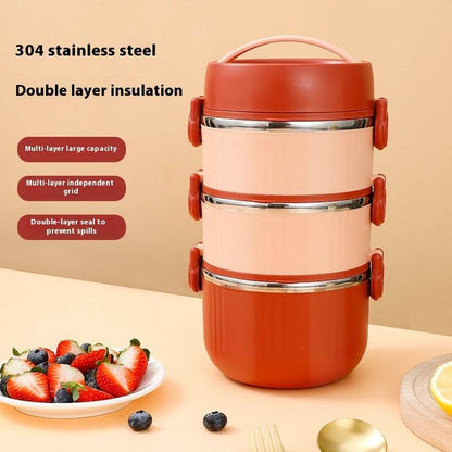 2 layer 304 Stainless Steel Thermal Insulated Lunch Container - www.Shopthatapp.com