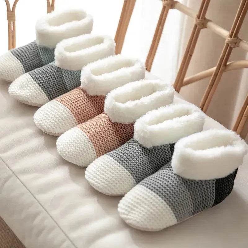 Women's Color-matching Knitted Plush Floor Socks Home Indoor Warm Non-slip Carpet Socks Winter Fashion - www.Shopthatapp.com