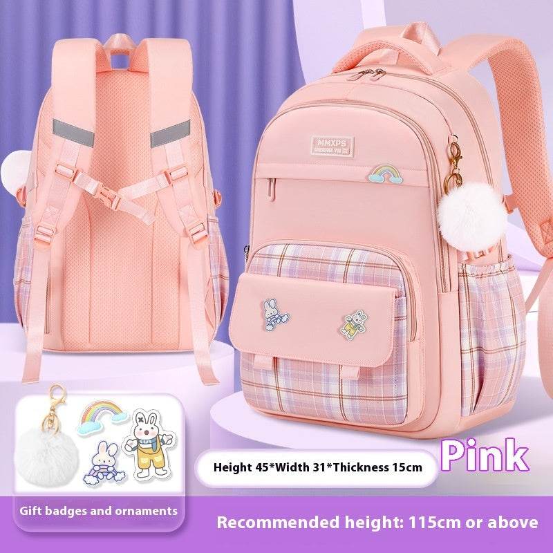 Primary School Student Schoolbag Girls' Plaid Backpack - www.Shopthatapp.com