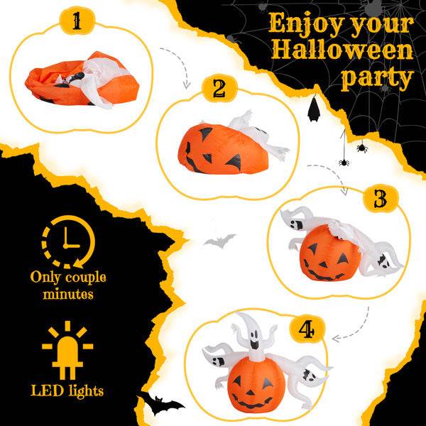 Halloween decorations - 5.9 FT Halloween Inflatable Pumpkin Ghost Outdoor Decorations - www.Shopthatapp.com