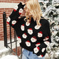 Christmas Sweater Women Cute Cartoon Santa Print Knit Sweater Winter Tops - www.Shopthatapp.com