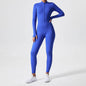 Athleisure Bodycon Long Sleeve Turtleneck Zip up Hip Raise Workout Yoga Jumpsuit Activewear for Women - www.Shopthatapp.com