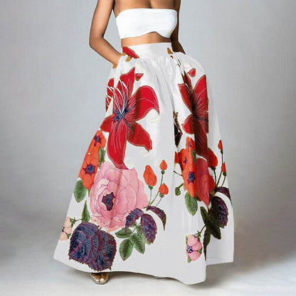 High Waist Maxi Prairie Floral Long Summer Skirt - www.Shopthatapp.com