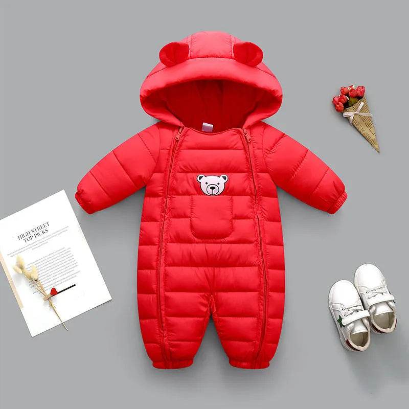 Infant Baby Puffer Hoodie Overall Romper Jumpsuit - www.Shopthatapp.com