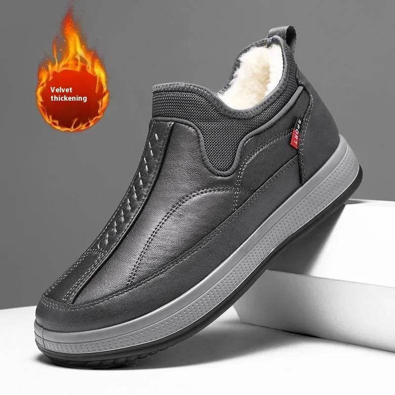 Winter Warm Fleece Snow Boots Round-toed Platform Ankle Boot Fashion Simple Non-slip Flat Cotton Shoes Men - www.Shopthatapp.com
