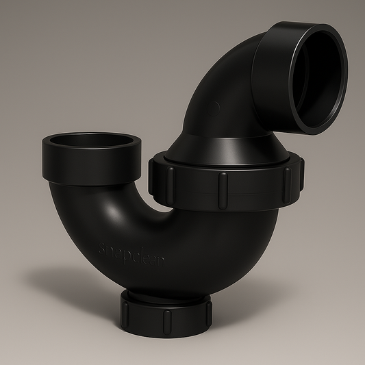 LESSO ABS P-Trap with Cleanout – 1-1/2" Hub x Hub Swivel - www.Shopthatapp.com