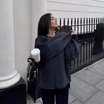 Women Solid Fashionable Cozy Scarf Winter Coat Jacket - www.Shopthatapp.com