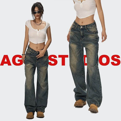 Low rise Distressed Oversized Street style Jean Pant women - www.Shopthatapp.com