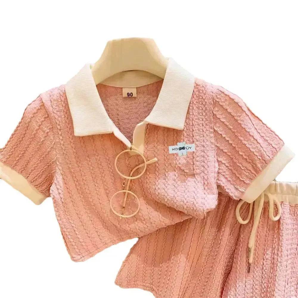 Casual Summer Girls' Suit Shorts Polo Two-piece Set - www.Shopthatapp.com