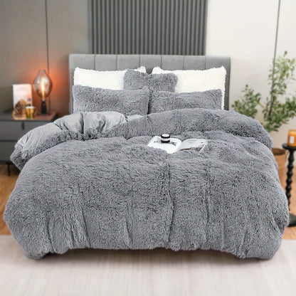 4PCs Plush Duvet Cover Set Luxury Ultra Soft Velvet Duvet - www.Shopthatapp.com