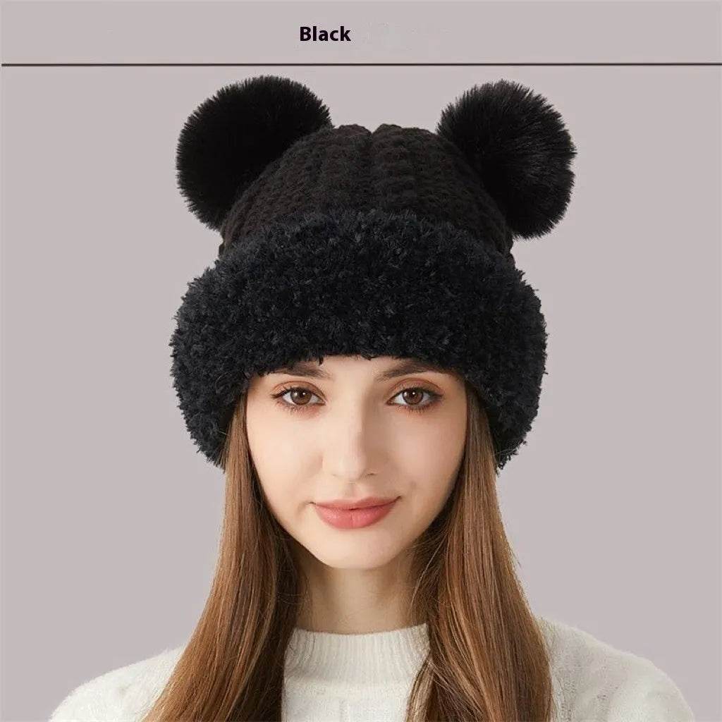 Women Winter Cute Fur Ball Knitted Beanie Hat Outdoor - www.Shopthatapp.com