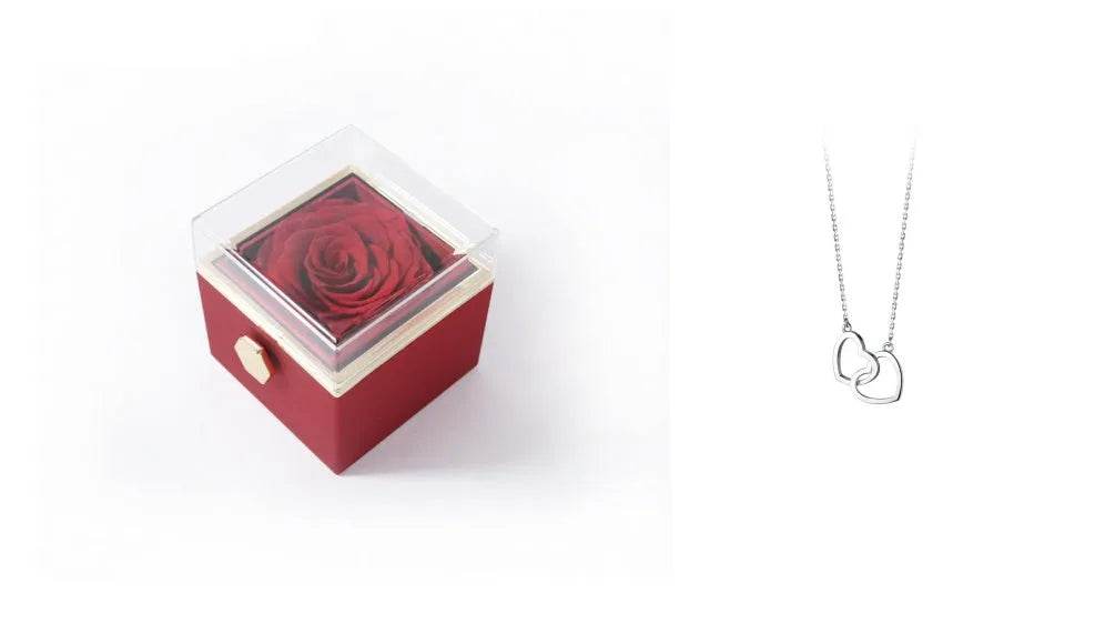 Fashion Acrylic Rotating  Valentine  Rose Jewelry gift  Box - www.Shopthatapp.com