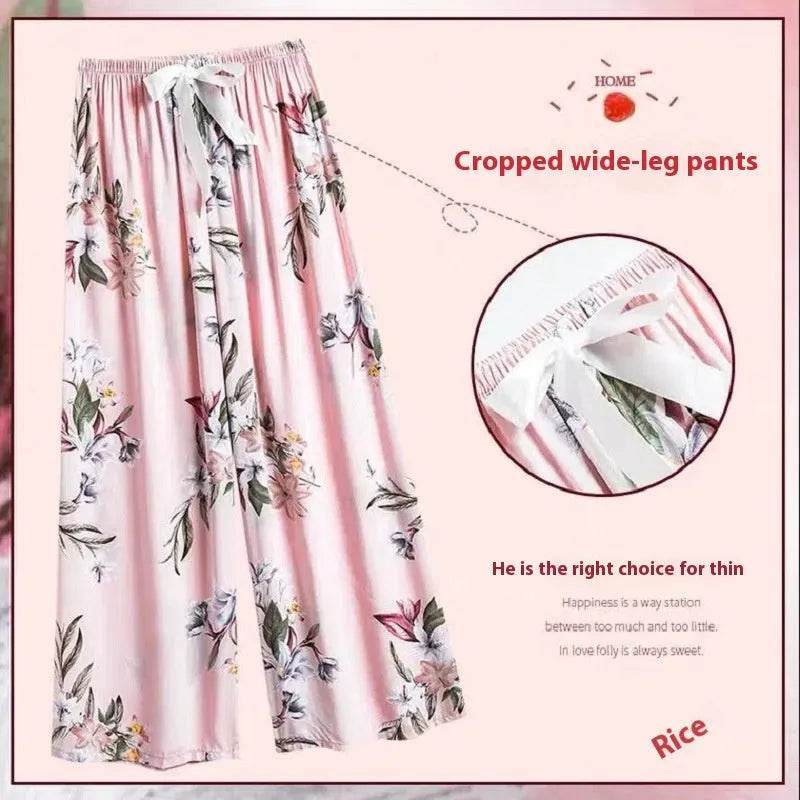 Cotton Silk Pajama Lounge trouser Pants Summer Women - www.Shopthatapp.com
