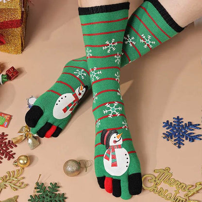Cute Winter Christmas socks Five-finger  Elastic absorbent Split-toe - www.Shopthatapp.com
