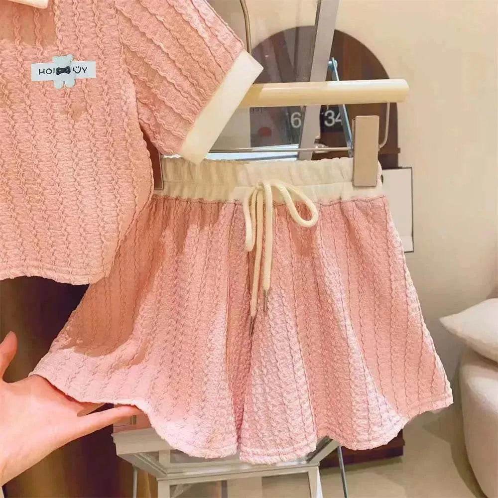 Casual Summer Girls' Suit Shorts Polo Two-piece Set - www.Shopthatapp.com