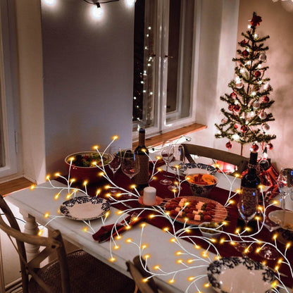 1Pc 7.87FT Lighted Birch Garland Lighted Twig Vine Lights 144LED Birch Garland With Lights String Light With Timer 8 Modes IP45 Waterproof For Christmas Fireplace Home Decoration - www.Shopthatapp.com