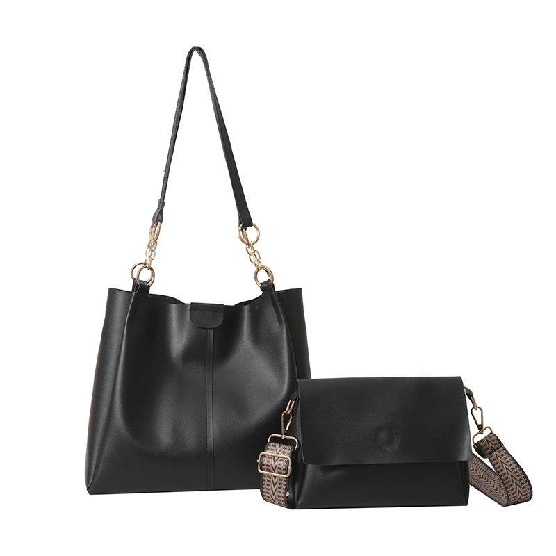 Two-piece Set Large Capacity Leather Totes shoulder Work Commuter Bag - www.Shopthatapp.com