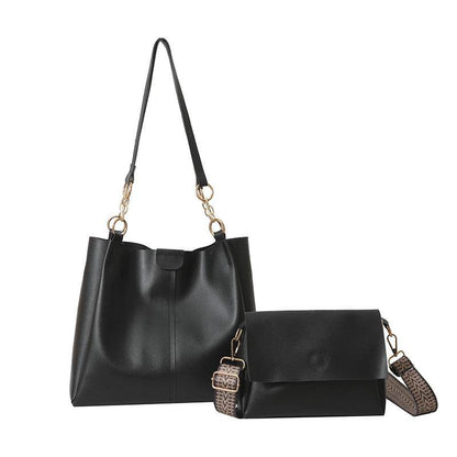 Two-piece Set Large Capacity Leather Totes shoulder Work Commuter Bag - www.Shopthatapp.com