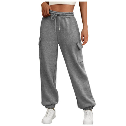 Women's Sweatpants Fleece Lined Baggy Athletic Jogger Trousers With Pockets Fall Casual Trendy Cargo Pants Fall Outfits - www.Shopthatapp.com
