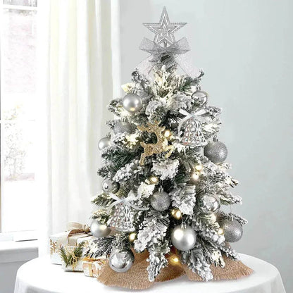 2ft Mini Christmas Tree Decoration With Flocked Snowflakes, Xmas Ornaments For Table Top For Home & Office - www.Shopthatapp.com