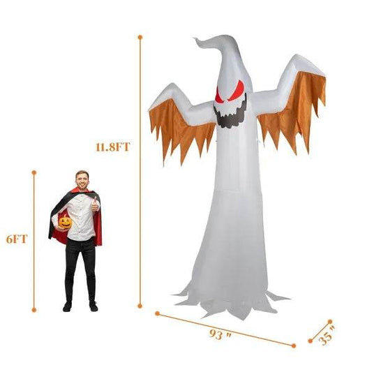 12ft 4pcs LED Lights Giant Scary Ghost Flames And Flashing Red Eyes Inflatable Halloween Decoration - www.Shopthatapp.com