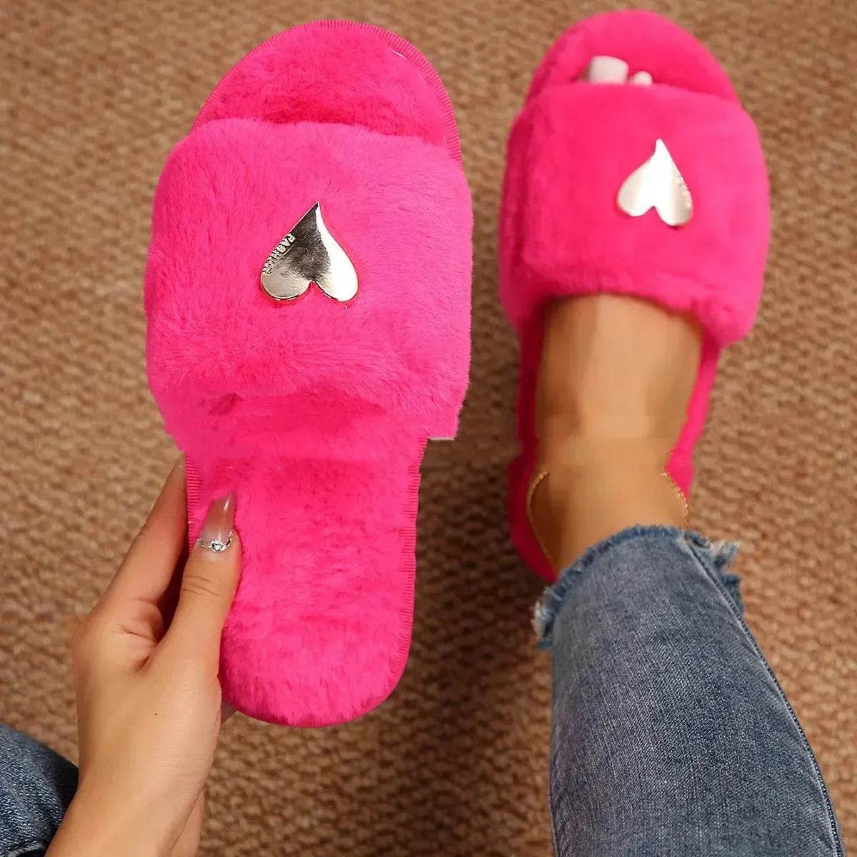 Fluffy Slipper Fall Winter Warm Home Fur Furry Slippers Women Plush Shoes Indoor House Fuzzy Flip Flops Female Padded Fleece Living Bedroom - www.Shopthatapp.com