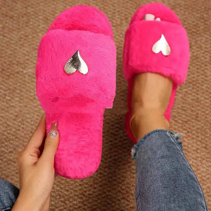Fluffy Slipper Fall Winter Warm Home Fur Furry Slippers Women Plush Shoes Indoor House Fuzzy Flip Flops Female Padded Fleece Living Bedroom - www.Shopthatapp.com