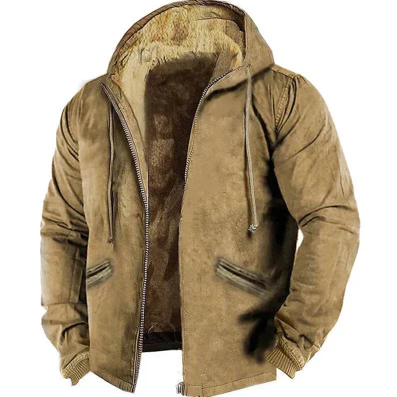 Winter Thick Fleece-lined Cotton-padded Coat Drawstring Jacket Cardigan for Men - www.Shopthatapp.com