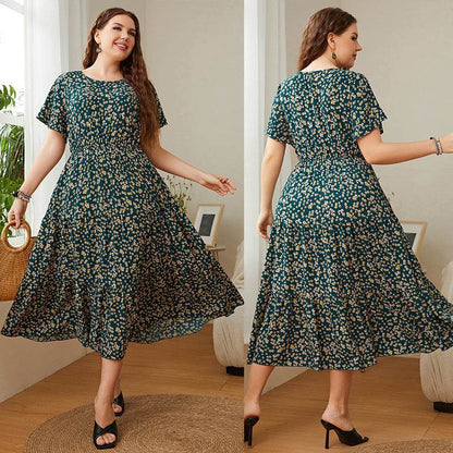 Summer Plus Size Women Floral Printed Midi Dresses - www.Shopthatapp.com