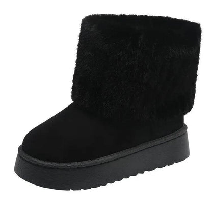 Thick-soled Plush Snow Boots Winter Warm Mid-tube Furry Cotton Shoes For Women Short Boot - www.Shopthatapp.com