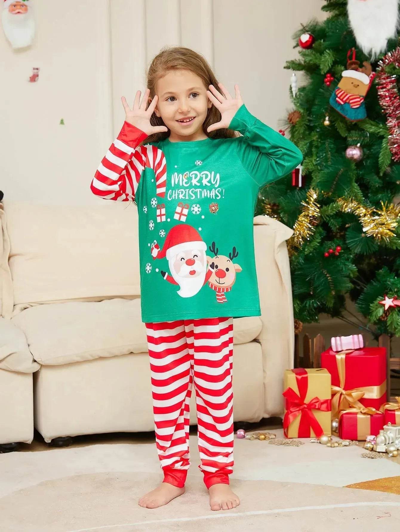 Cartoon Santa Claus Letter Printing Parent-child Christmas Pajamas Home Wear Suit - www.Shopthatapp.com