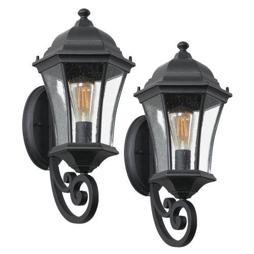 Outdoor Waterproof Glass Retro Wall Light Support Many Types Of Bulbs -2 Packs With Light Sensing - www.Shopthatapp.com