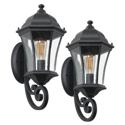Outdoor Waterproof Glass Retro Wall Light Support Many Types Of Bulbs -2 Packs With Light Sensing - www.Shopthatapp.com