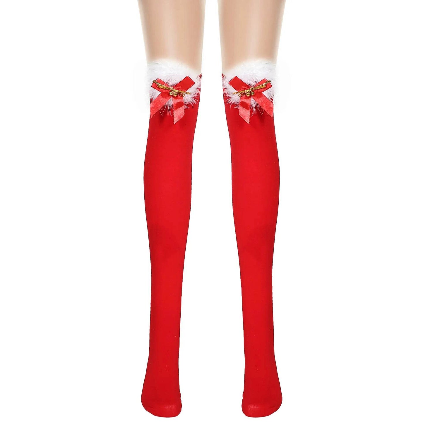 Thickened Women's Red Long Bow Christmas Stockings - www.Shopthatapp.com