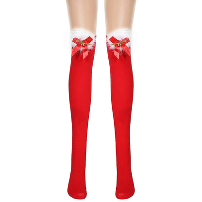 Thickened Women's Red Long Bow Christmas Stockings - www.Shopthatapp.com