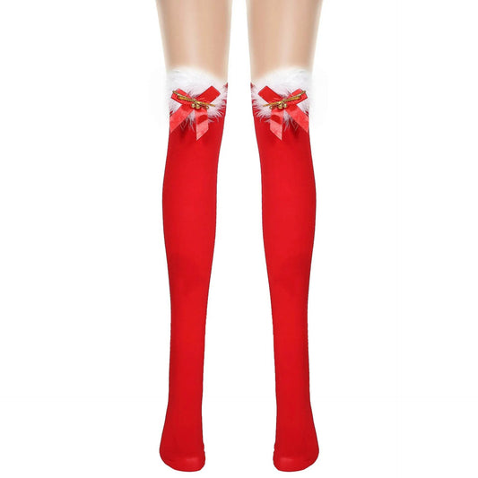 Thickened Women's Red Long Bow Christmas Stockings - www.Shopthatapp.com