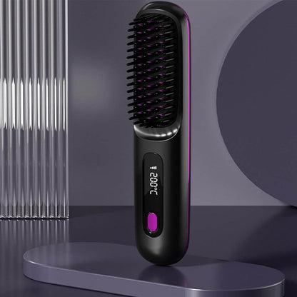 S7 Portable Cordless Hair Straightening Brush With LED Display - Lightweight Mini Negative Ion Hot Brush, USB Rechargeable Women's Travel Essentials Gift, Scald Protection - www.Shopthatapp.com