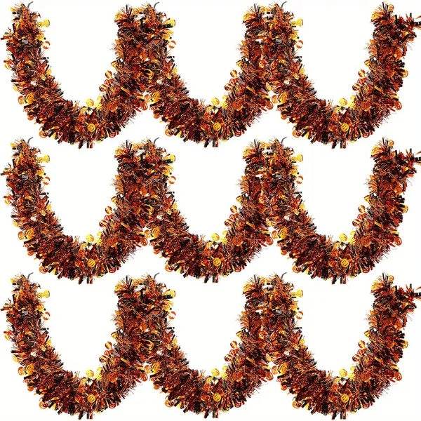 3Pack 6.56 Ft Halloween Tinsel Garland With Pumpkin Sequins Orange Black Mixed Colors Glitter Metallic Tinsel Decoration Twisted Garland For Halloween Thanksgiving Trick Or Treat Fall Party Supplies - www.Shopthatapp.com