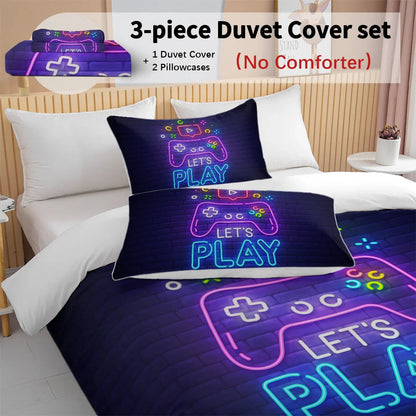 Gaming Duvet Cover Set Twin Full Queen King Size Video Game Controller Bedding Set, Boys Video Games Comforter Cover With 2 Pillow Shams, Bed Set For Boys Girls Bedroom Decor - www.Shopthatapp.com