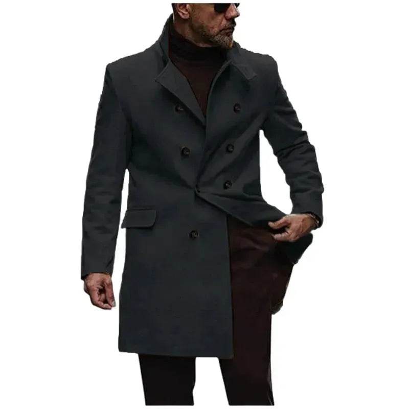 Warm Autumn Winter  Lapel Casual long  Business Coat for Men - www.Shopthatapp.com