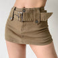 American Retro Wide Waistband Denim Mini Skirt with Belt - www.Shopthatapp.com