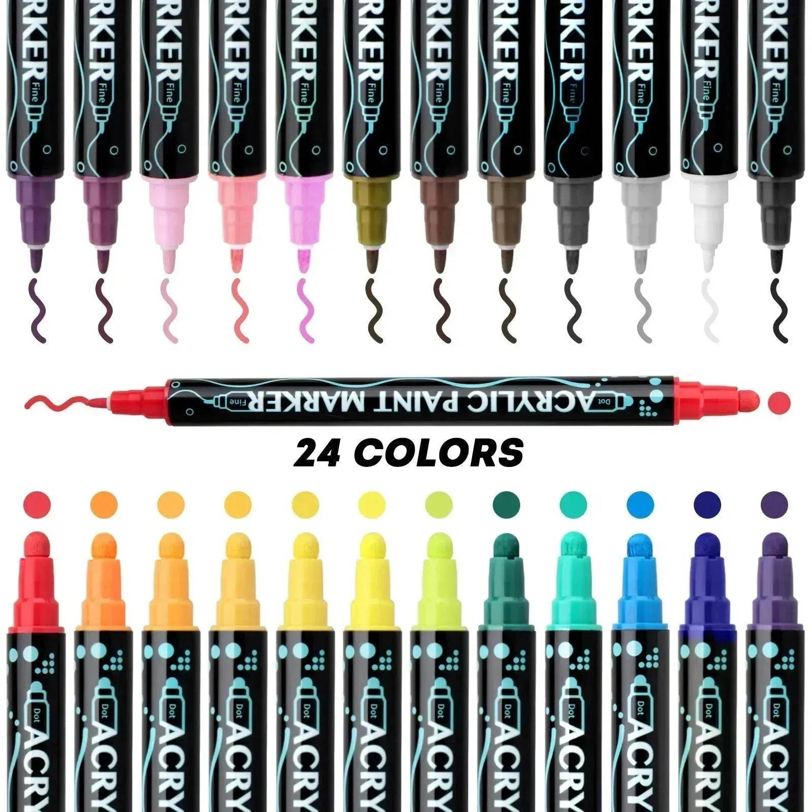 Acrylic Marker Pen Double-headed Stackable Water-based Paint Brush Paint Marker and Highlighter - www.Shopthatapp.com