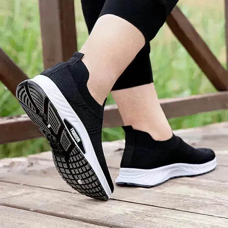 Casual Slip-on Mesh Sports Shoes Flying Woven Soft Breathable  Running Walking Flat Shoes Men - www.Shopthatapp.com