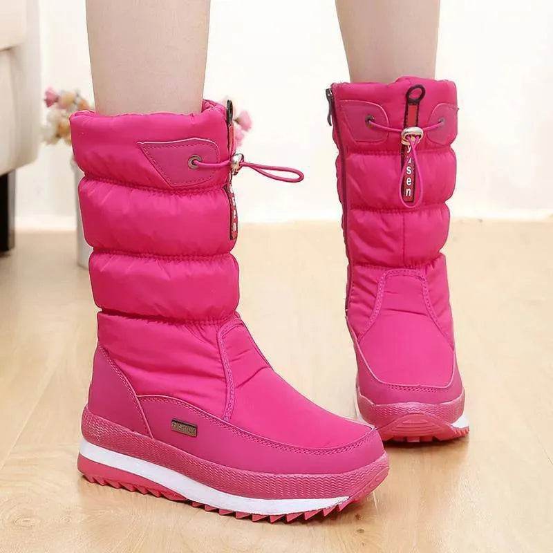 Winter boots New Plus Velvet Thick Cotton Shoes Thermal Middle Tube Waterproof Non-slip Boots - www.Shopthatapp.com