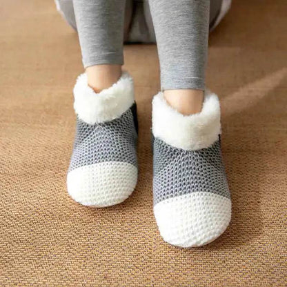 Women's Color-matching Knitted Plush Floor Socks Home Indoor Warm Non-slip Carpet Socks Winter Fashion - www.Shopthatapp.com